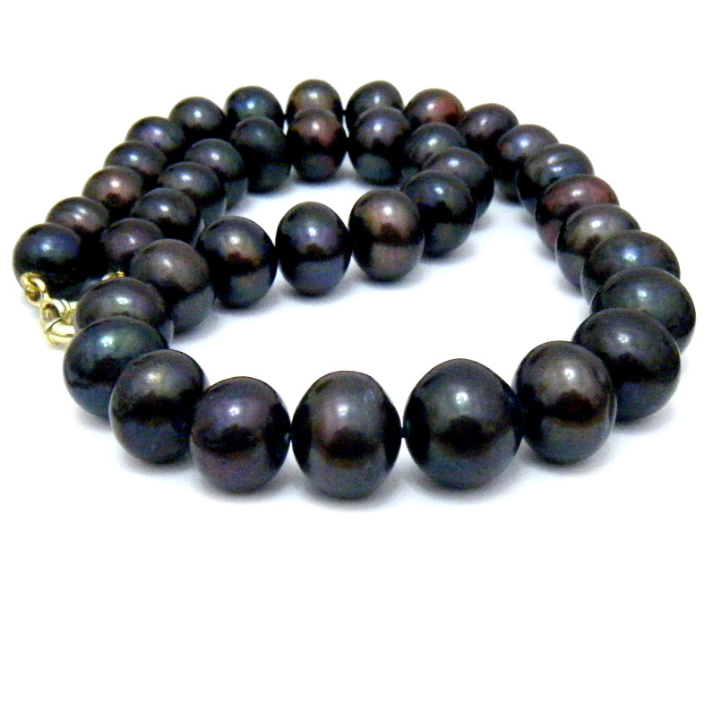 Black 11.5-15.3mm Pearls Necklace